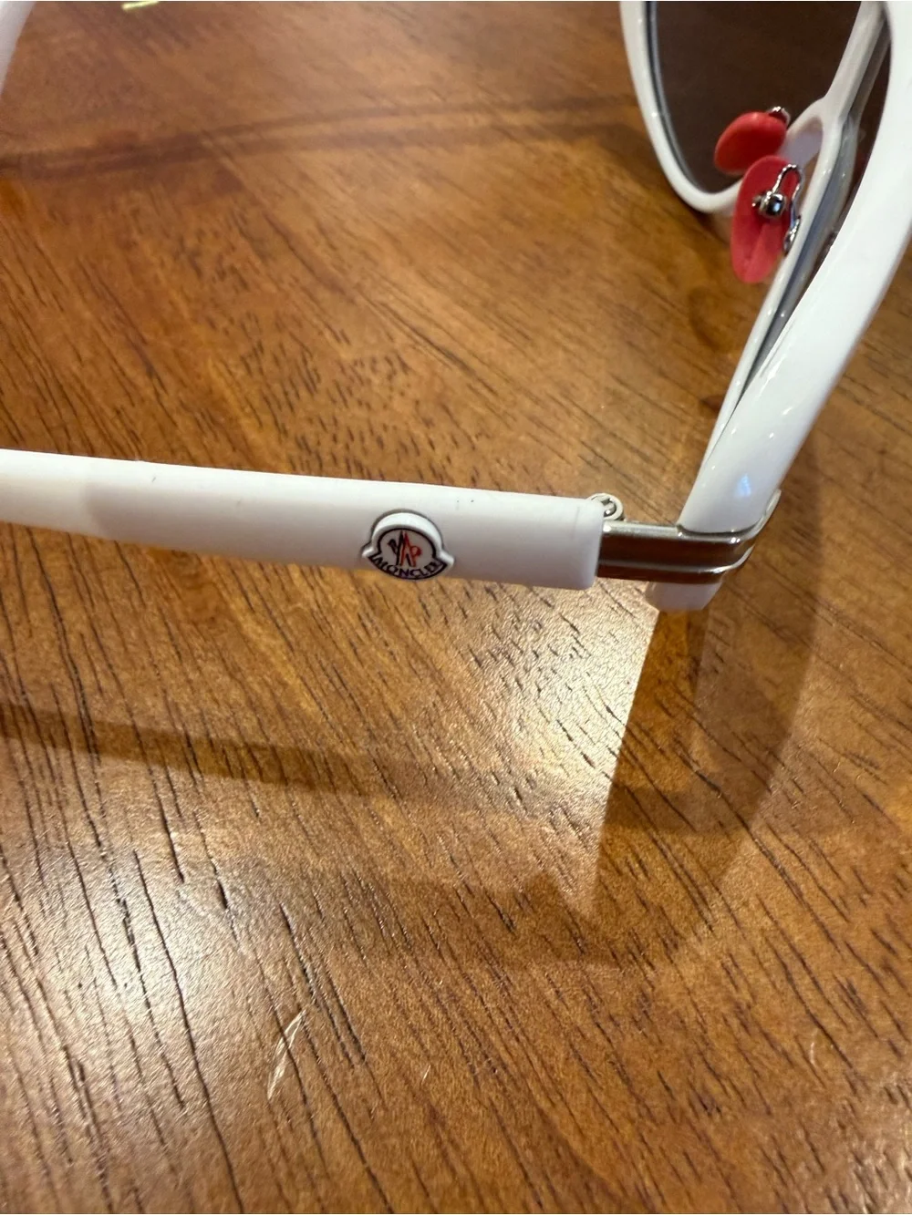 Moncler White and Red Shield Sunglasses